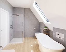 Aranżacja domu w Bielsku-Białej - Duża na poddaszu łazienka z oknem, styl nowoczesny - zdjęcie od dbg DESIGNS - Homebook