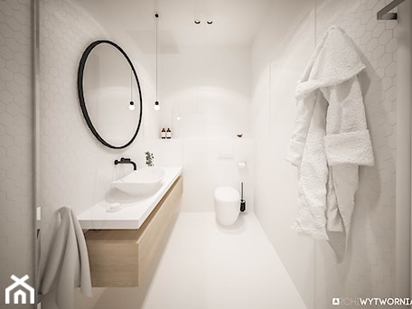 Aranżacje wnętrz - Łazienka: Minimalistyczna biała łazienka - ARCHIWYTWÓRNIA Tomek Pytel. Przeglądaj, dodawaj i zapisuj najlepsze zdjęcia, pomysły i inspiracje designerskie. W bazie mamy już prawie milion fotografii!