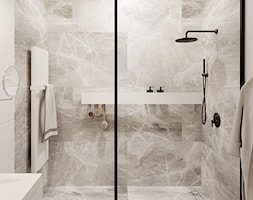 1 MAJA - Mała bez okna z marmurową podłogą łazienka, styl nowoczesny - zdjęcie od ARCHIWYTWÓRNIA Tomek Pytel - Homebook
