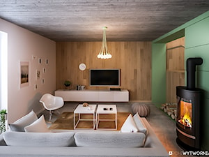 Śliwińskiego - Średni biały zielony salon, styl nowoczesny - zdjęcie od ARCHIWYTWÓRNIA Tomek Pytel