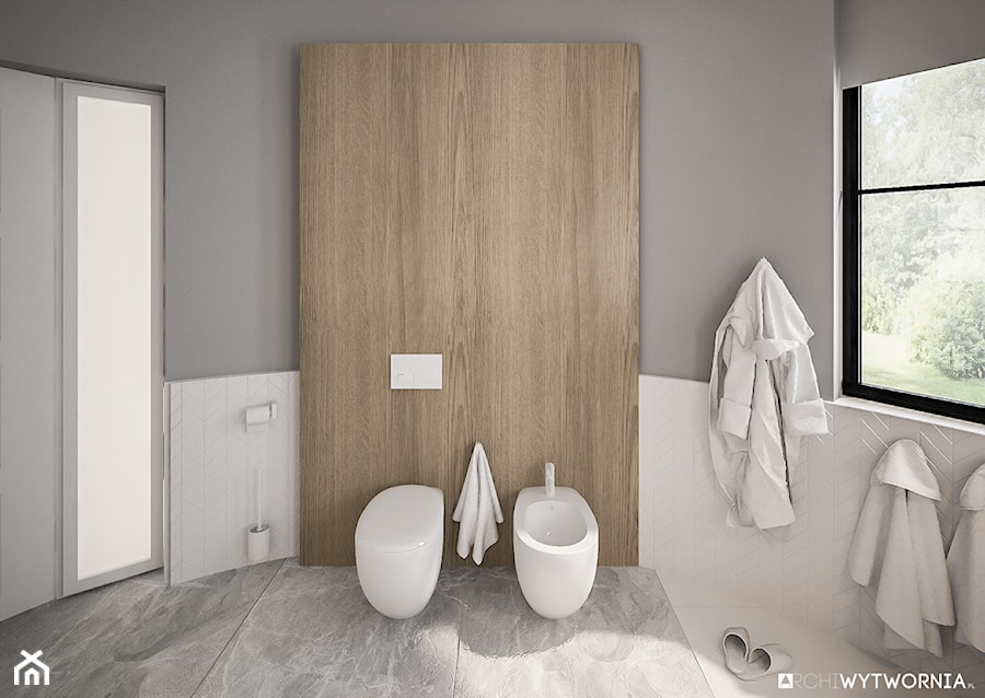 Lenartowicza - Średnia z marmurową podłogą łazienka, styl nowoczesny - zdjęcie od ARCHIWYTWÓRNIA Tomek Pytel