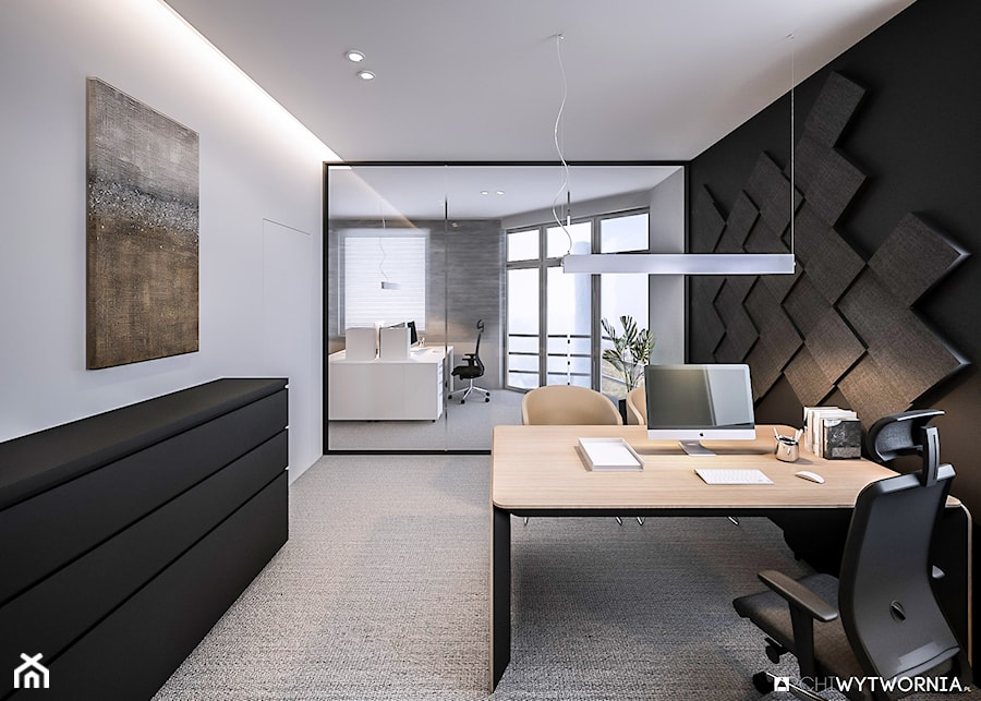 STEO - Średnie czarne szare biuro, styl nowoczesny - zdjęcie od ARCHIWYTWÓRNIA Tomek Pytel