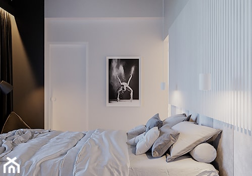 BOLONIA - Średnia biała czarna sypialnia na poddaszu, styl nowoczesny - zdjęcie od ARCHIWYTWÓRNIA Tomek Pytel