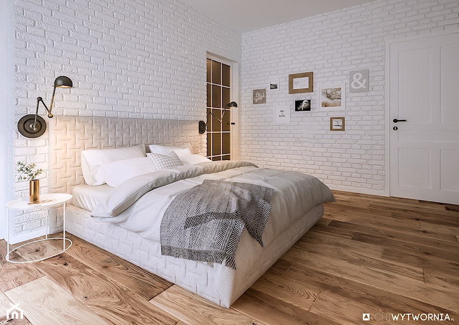 Piotra Skargi - Średnia biała sypialnia, styl skandynawski - zdjęcie od ARCHIWYTWÓRNIA Tomek Pytel