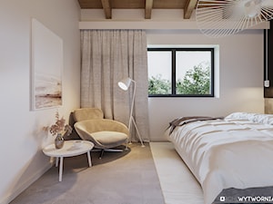 BOLONIA - Średnia biała czarna sypialnia, styl nowoczesny - zdjęcie od ARCHIWYTWÓRNIA Tomek Pytel