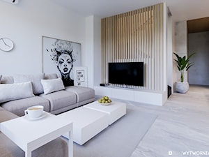 1 MAJA - Duży biały salon, styl nowoczesny - zdjęcie od ARCHIWYTWÓRNIA Tomek Pytel