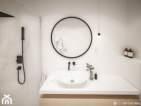 Aranżacje wnętrz - Łazienka: Minimalistyczna biała łazienka - ARCHIWYTWÓRNIA Tomek Pytel. Przeglądaj, dodawaj i zapisuj najlepsze zdjęcia, pomysły i inspiracje designerskie. W bazie mamy już prawie milion fotografii!