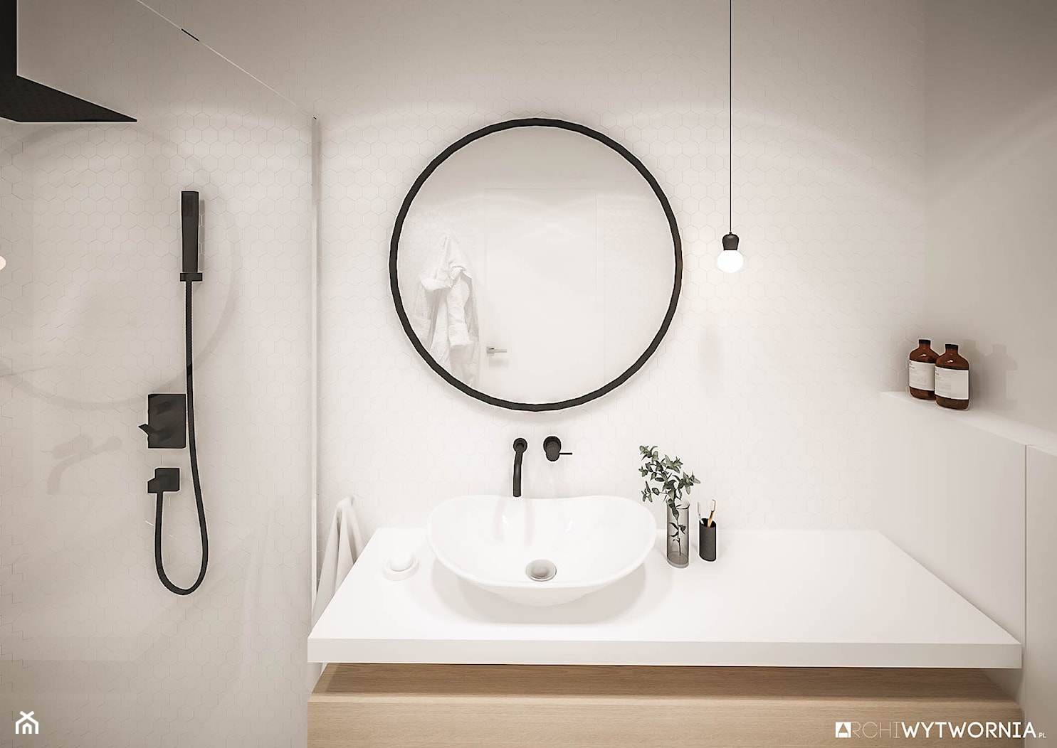 Minimalistyczna biała łazienka - zdjęcie od ARCHIWYTWÓRNIA Tomek Pytel - Homebook