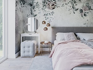 Borki - Średnia biała sypialnia z balkonem / tarasem, styl nowoczesny - zdjęcie od ARCHIWYTWÓRNIA Tomek Pytel
