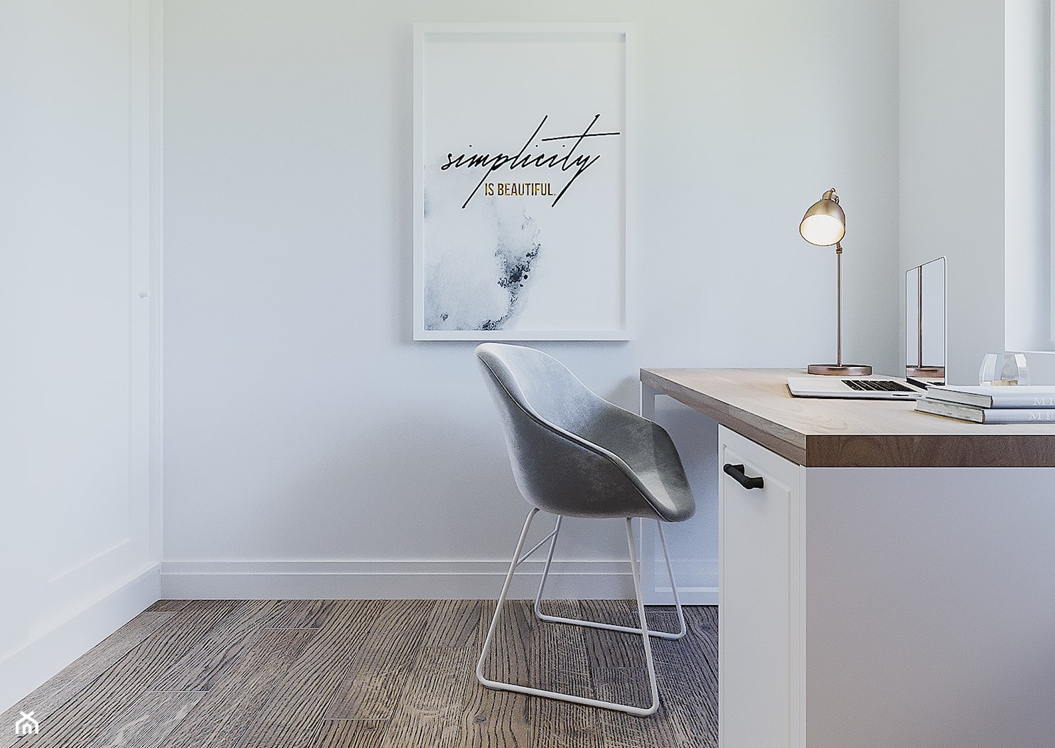 Borki - Małe w osobnym pomieszczeniu białe biuro, styl nowoczesny - zdjęcie od ARCHIWYTWÓRNIA Tomek Pytel - Homebook