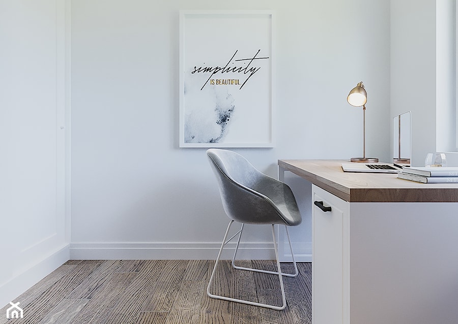 Borki - Małe w osobnym pomieszczeniu białe biuro, styl nowoczesny - zdjęcie od ARCHIWYTWÓRNIA Tomek Pytel