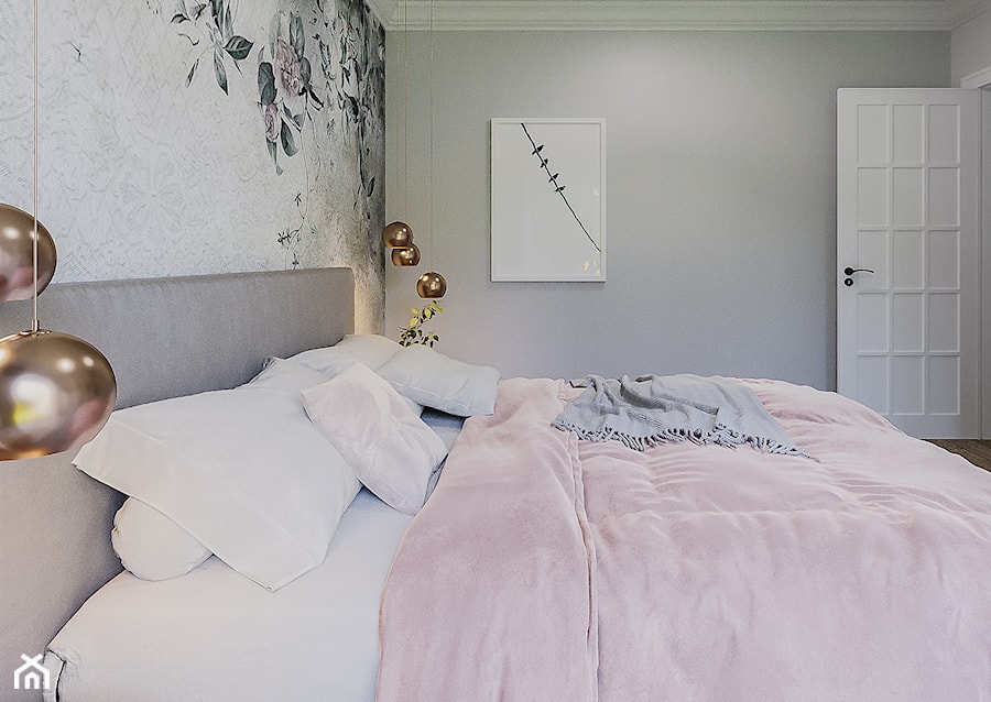 Borki - Mała szara sypialnia, styl nowoczesny - zdjęcie od ARCHIWYTWÓRNIA Tomek Pytel