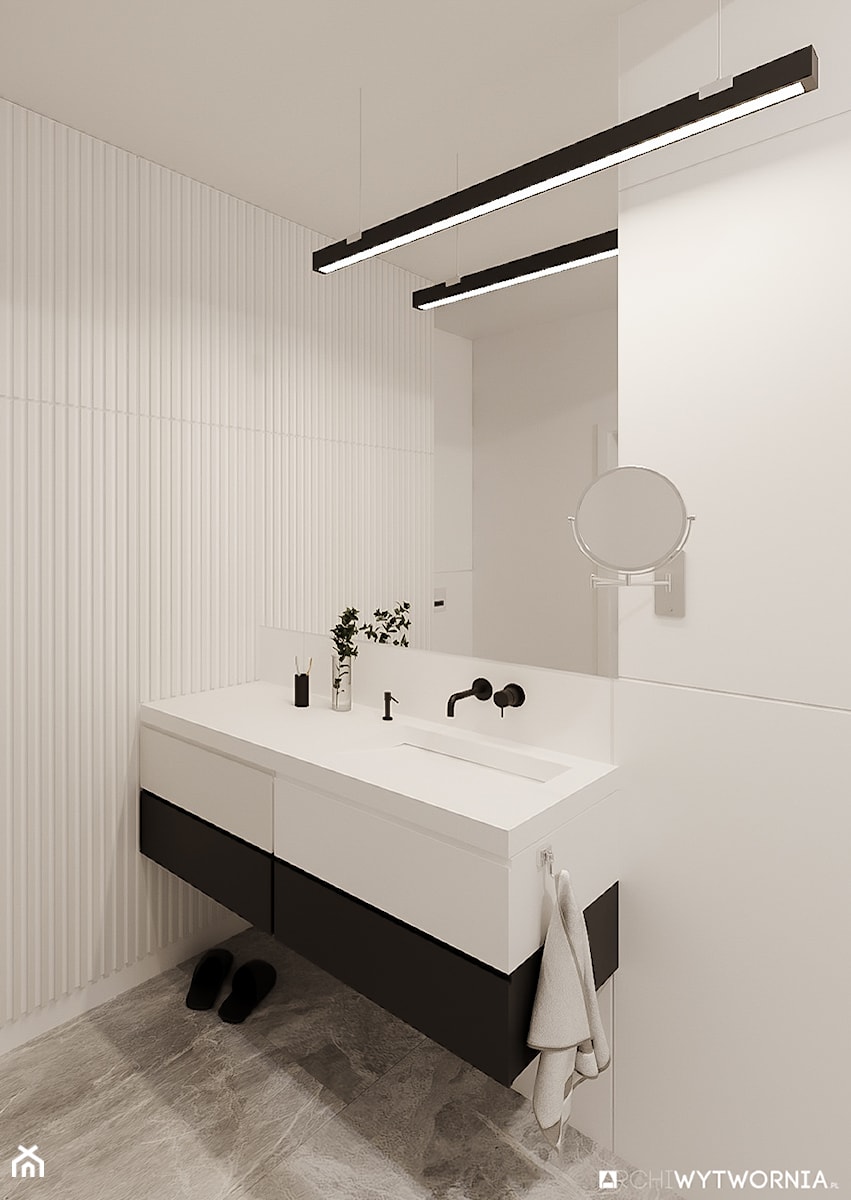 1 MAJA - Mała bez okna z lustrem łazienka, styl nowoczesny - zdjęcie od ARCHIWYTWÓRNIA Tomek Pytel