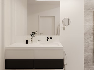 1 MAJA - Mała bez okna z lustrem z marmurową podłogą łazienka, styl nowoczesny - zdjęcie od ARCHIWYTWÓRNIA Tomek Pytel