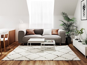 Mieszkanie Gdańsk - Mały biały salon z jadalnią, styl nowoczesny - zdjęcie od Mezzo Studio