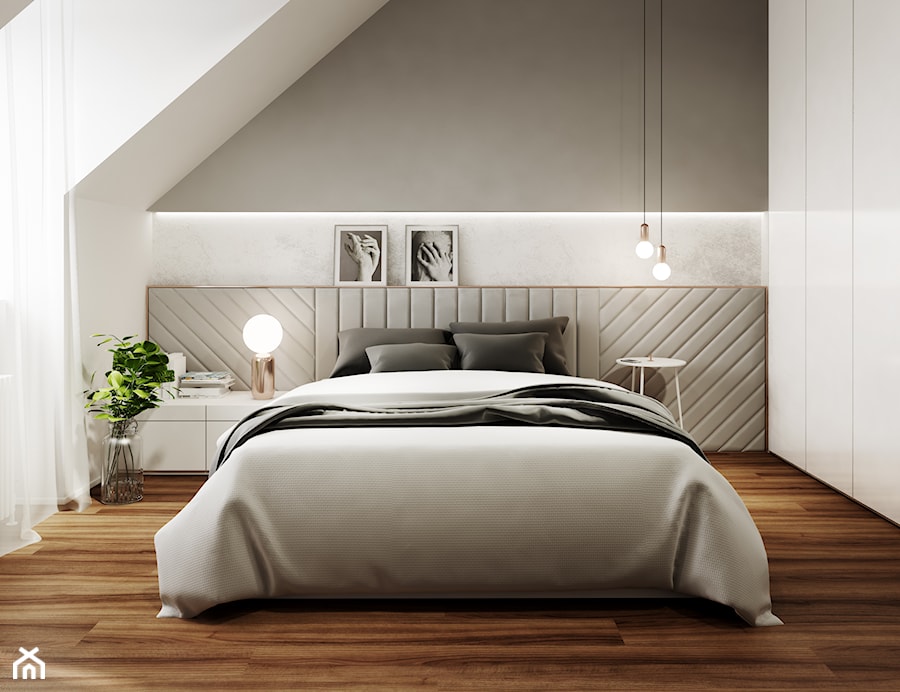 Mieszkanie Gdańsk - Średnia biała szara sypialnia, styl nowoczesny - zdjęcie od Mezzo Studio