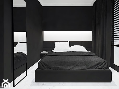 Aranżacje wnętrz - Sypialnia: Mieszkanie Black&White - Mała biała czarna sypialnia, styl minimalistyczny - JT.ARCHITEKT. Przeglądaj, dodawaj i zapisuj najlepsze zdjęcia, pomysły i inspiracje designerskie. W bazie mamy już prawie milion fotografii!