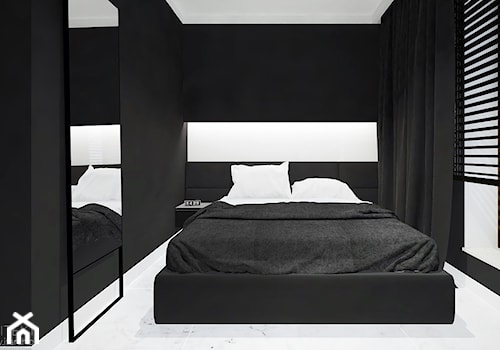Mieszkanie Black&White - Mała biała czarna sypialnia, styl minimalistyczny - zdjęcie od JT.ARCHITEKT