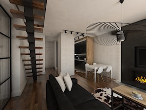Mieszkanie z antresolą na poddaszu - Salon, styl nowoczesny - zdjęcie od INTERIORSY