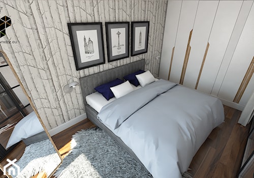Mieszkanie z antresolą na poddaszu - Średnia biała sypialnia, styl nowoczesny - zdjęcie od INTERIORSY