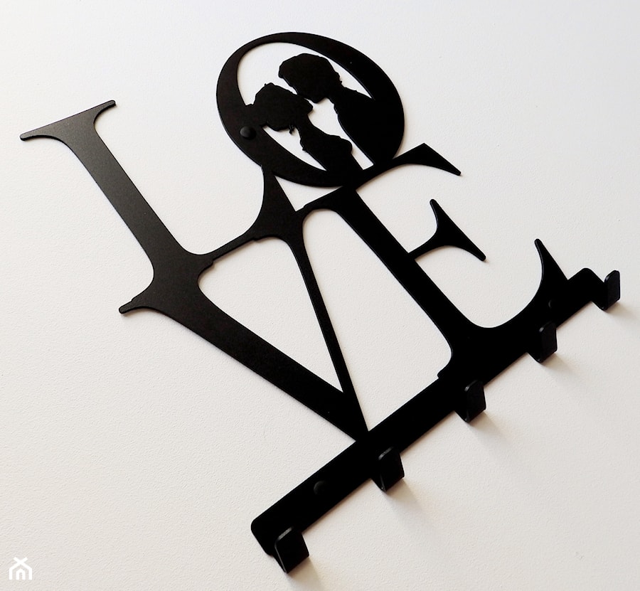 Metalowy wieszak ścienny na ubrania klucze - LOVE - zdjęcie od MT3CH