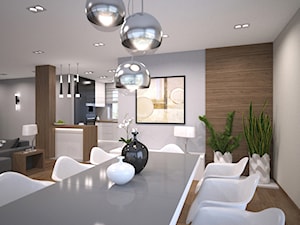 PROJEKT WNĘTRZ - OKOLICE ŻYWCA 2 - Średnia brązowa szara jadalnia w salonie, styl nowoczesny - zdjęcie od AM BUTOR ARCHITEKCI