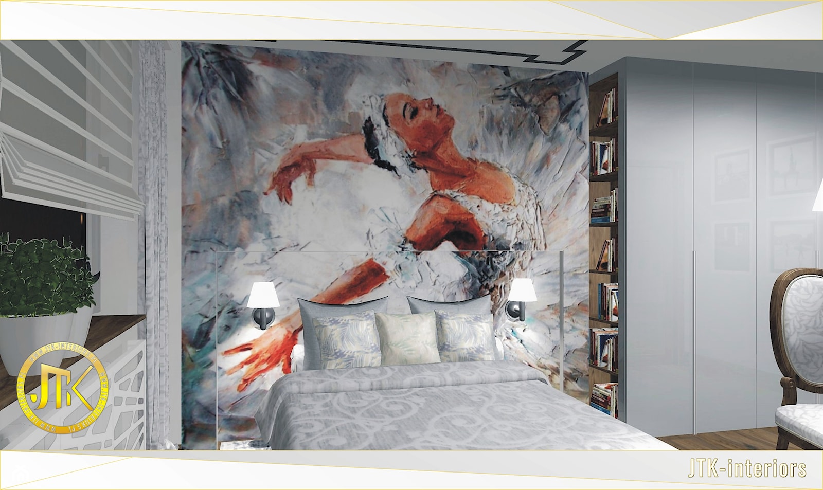 Sypialnia w mieszkaniu na Osiedlu Tysiąclecia w Katowicach - zdjęcie od JTK-interiors - Homebook