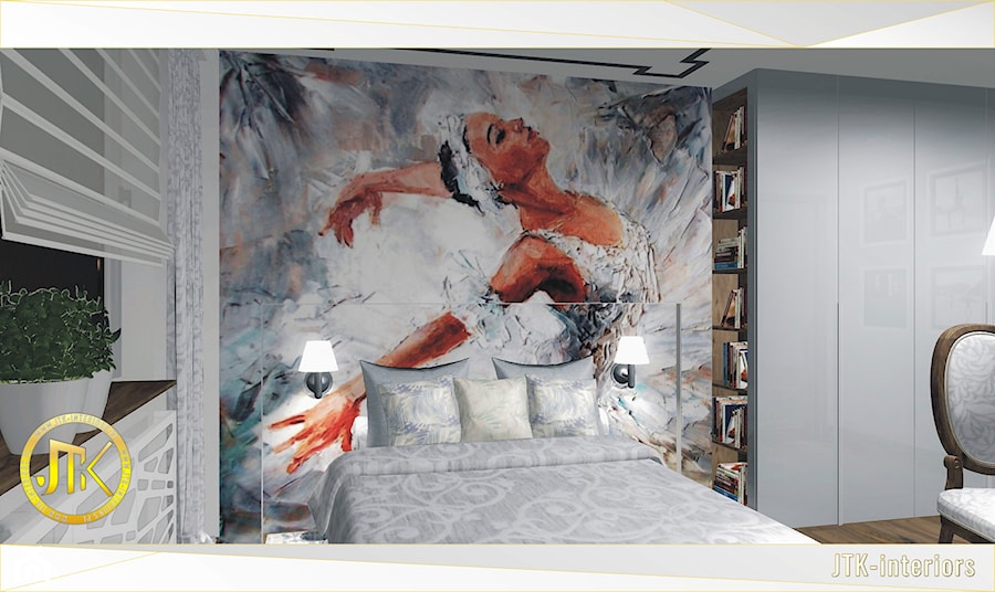 Sypialnia w mieszkaniu na Osiedlu Tysiąclecia w Katowicach - zdjęcie od JTK-interiors