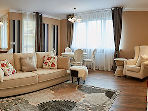 Średni brązowy salon z jadalnią, styl tradycyjny - zdjęcie od http://martaczerkies.pl/