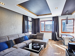 Apartament na Woli - Średni szary salon z jadalnią, styl nowoczesny - zdjęcie od http://martaczerkies.pl/