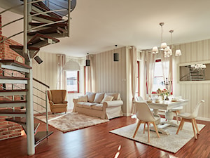 Apartament Wilanów 90 m2 - Średnia beżowa jadalnia w salonie, styl tradycyjny - zdjęcie od http://martaczerkies.pl/
