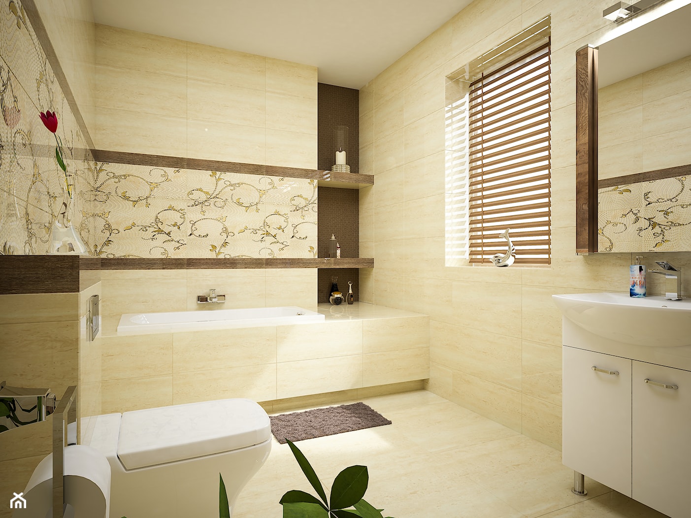 Wizualizacja Łazienki - Średnia bez okna z lustrem łazienka, styl tradycyjny - zdjęcie od 3d@piotrwachulec.pl - Homebook