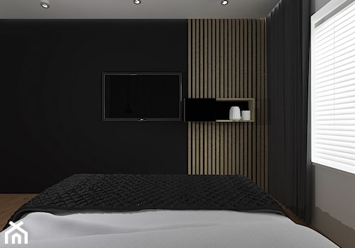 Mieszkanie dla młodych - Średnia czarna szara sypialnia, styl nowoczesny - zdjęcie od Patrycja Siewiera
