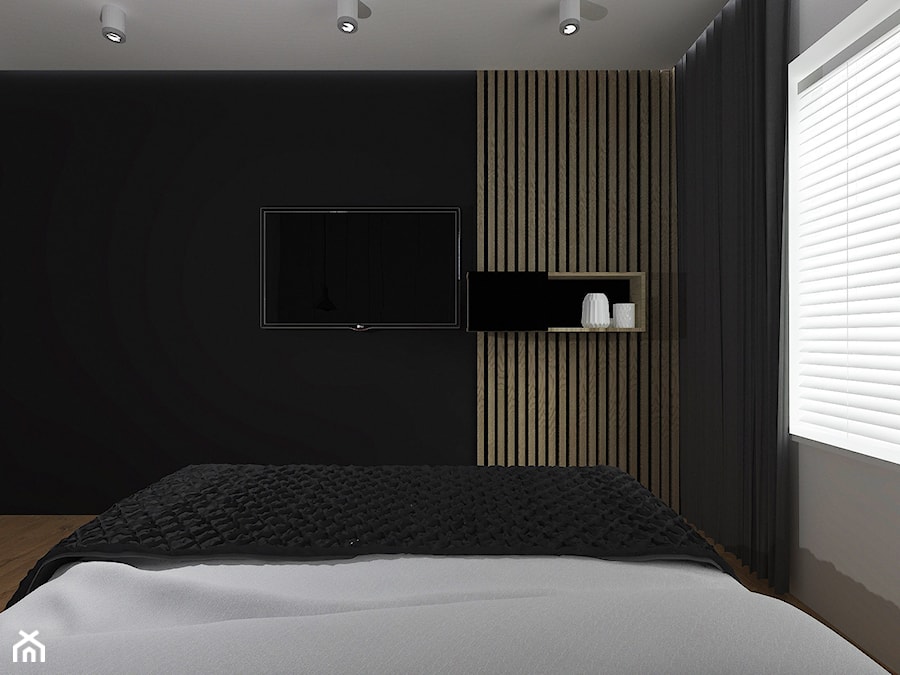 Mieszkanie dla młodych - Średnia czarna szara sypialnia, styl nowoczesny - zdjęcie od Patrycja Siewiera