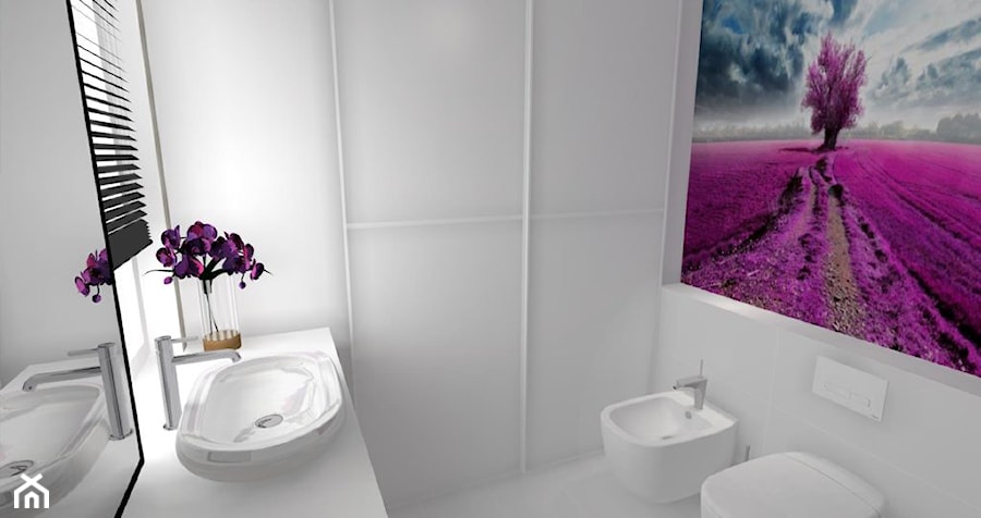 Toaleta z akcentem fioletu - zdjęcie od MyDizajn