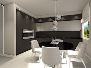 Nowoczesny salon połączony z kuchnią - Średnia szara jadalnia w kuchni - zdjęcie od MONIKA HASS MONENTIRE