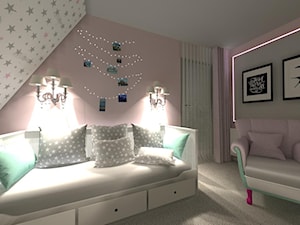 Sypialnia... - Średni różowy szary pokój dziecka dla dziecka dla nastolatka dla dziewczynki - zdjęcie od MONIKA HASS MONENTIRE