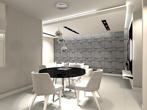 Nowoczesny salon połączony z kuchnią - Średnia szara jadalnia w salonie w kuchni - zdjęcie od MONIKA HASS MONENTIRE