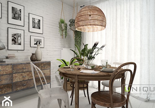 Mieszkanie z elementami w stylu BOHO - Mała szara jadalnia jako osobne pomieszczenie, styl skandynawski - zdjęcie od UNIQUE INTERIOR DESIGN