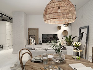Mieszkanie z elementami w stylu BOHO - Duża biała jadalnia w salonie, styl skandynawski - zdjęcie od UNIQUE INTERIOR DESIGN