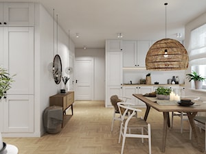 Mieszkanie w Warszawie - Średnia biała jadalnia w kuchni, styl skandynawski - zdjęcie od UNIQUE INTERIOR DESIGN
