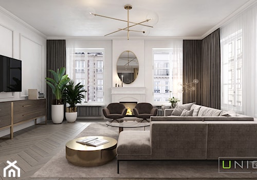 mieszkanie w Kamienicy - Średni biały salon, styl tradycyjny - zdjęcie od UNIQUE INTERIOR DESIGN