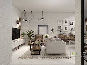Mieszkanie z elementami w stylu BOHO - Średni biały salon, styl skandynawski - zdjęcie od UNIQUE INTERIOR DESIGN