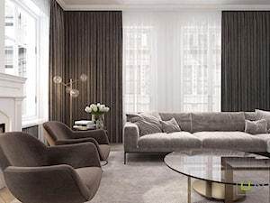 mieszkanie w Kamienicy - Średni beżowy biały salon, styl glamour - zdjęcie od UNIQUE INTERIOR DESIGN