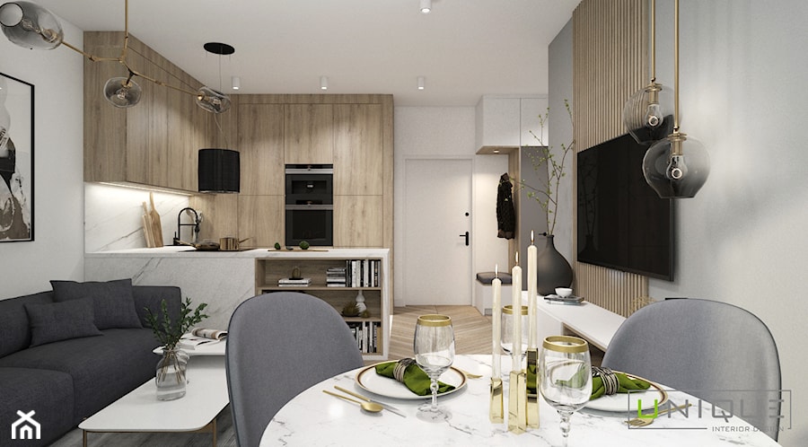 Małe, eleganckie mieszkanko - Kuchnia, styl nowoczesny - zdjęcie od UNIQUE INTERIOR DESIGN