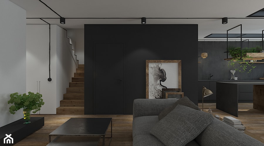 Przebudowa domu - Mały biały czarny salon, styl skandynawski - zdjęcie od UNIQUE INTERIOR DESIGN