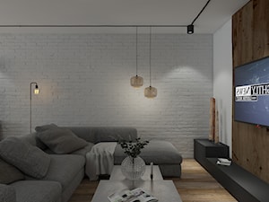 Przebudowa domu - Mały biały brązowy salon, styl industrialny - zdjęcie od UNIQUE INTERIOR DESIGN