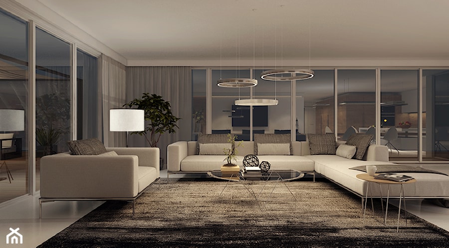 Apartament/ penthause - Średni biały salon, styl nowoczesny - zdjęcie od UNIQUE INTERIOR DESIGN