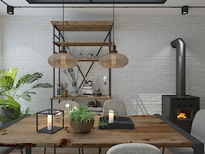 Przebudowa domu - Średnia biała jadalnia w salonie, styl industrialny - zdjęcie od UNIQUE INTERIOR DESIGN