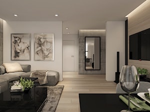 Mieszkanie- projekt kuchni i salonu - Mały biały salon z jadalnią, styl nowoczesny - zdjęcie od UNIQUE INTERIOR DESIGN